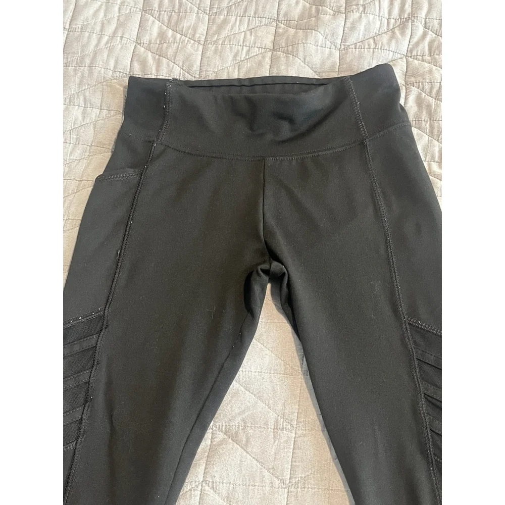 Justice Girls Leggings Size L 10 Black Mesh Insert